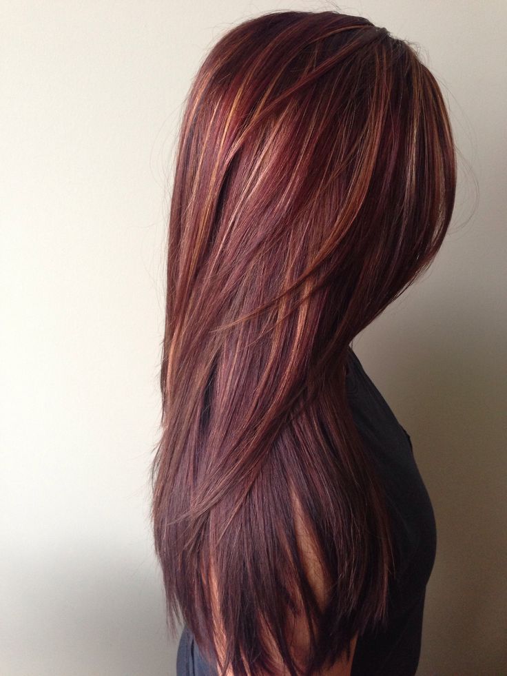 red violet hair color with highlights photo - 2